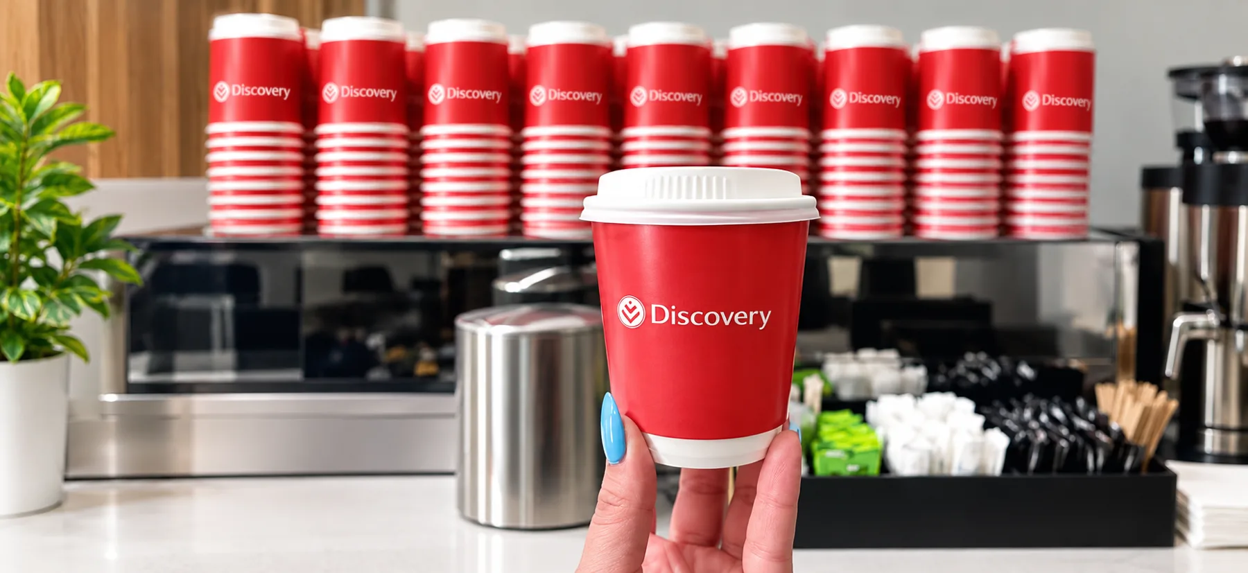 Discovery Coffee Cup at the Cafe Counter