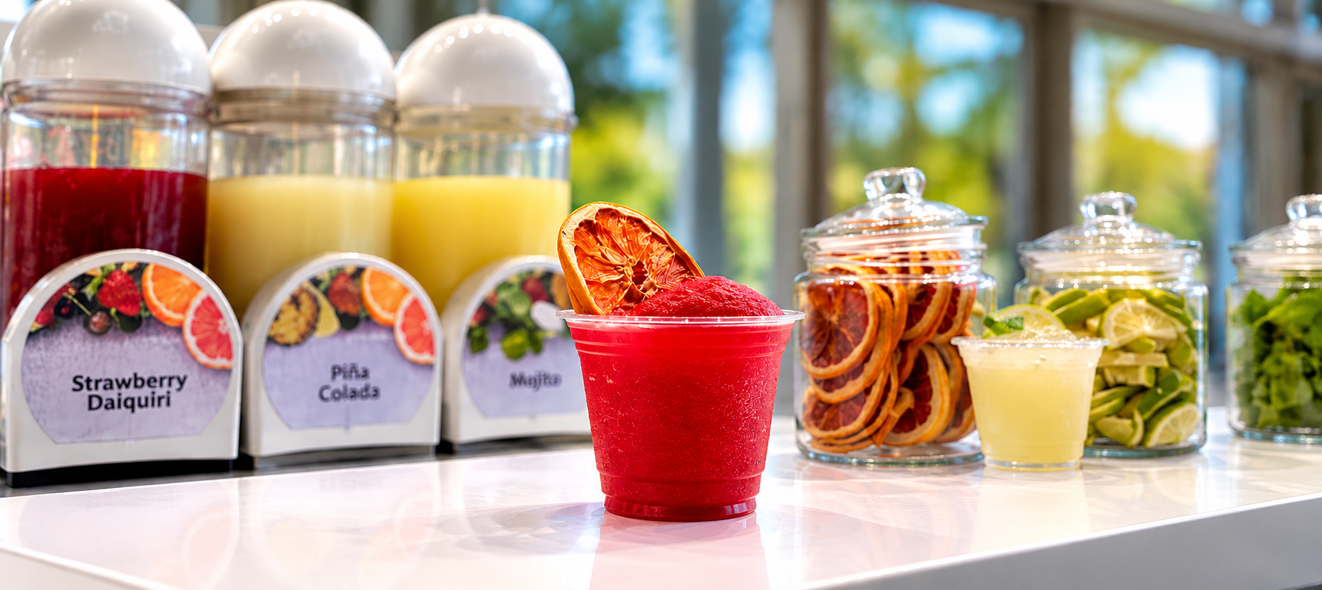 Vibrant Frozen Cocktail Bar Setup