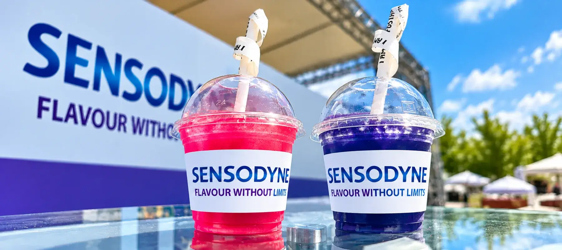 Vibrant Sensodyne Slush Drinks at an Outdoor Event