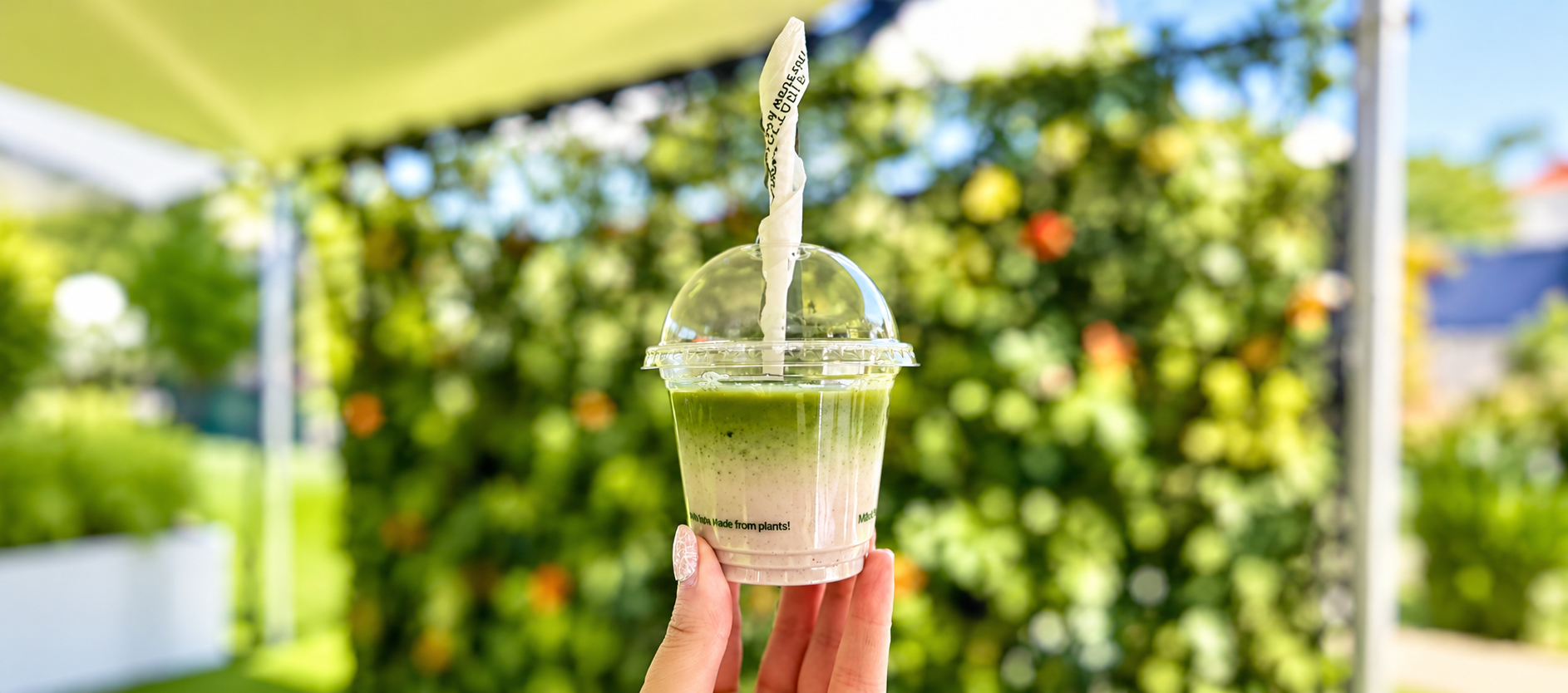 Plant Based Matcha Smoothie in Nature
