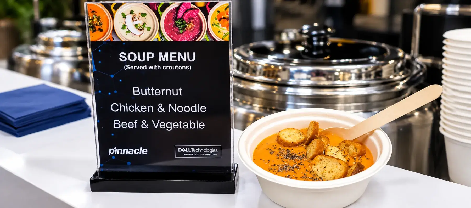 Corporate Soup Bar Display with Butternut Bowl