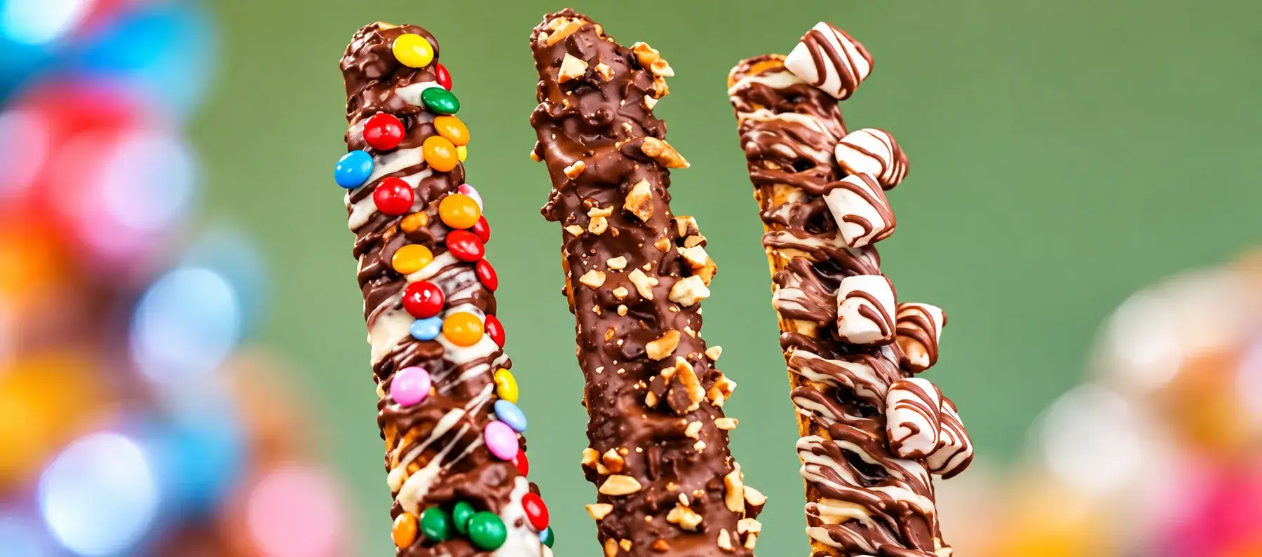 Colourful Chocolate Pretzel Trio