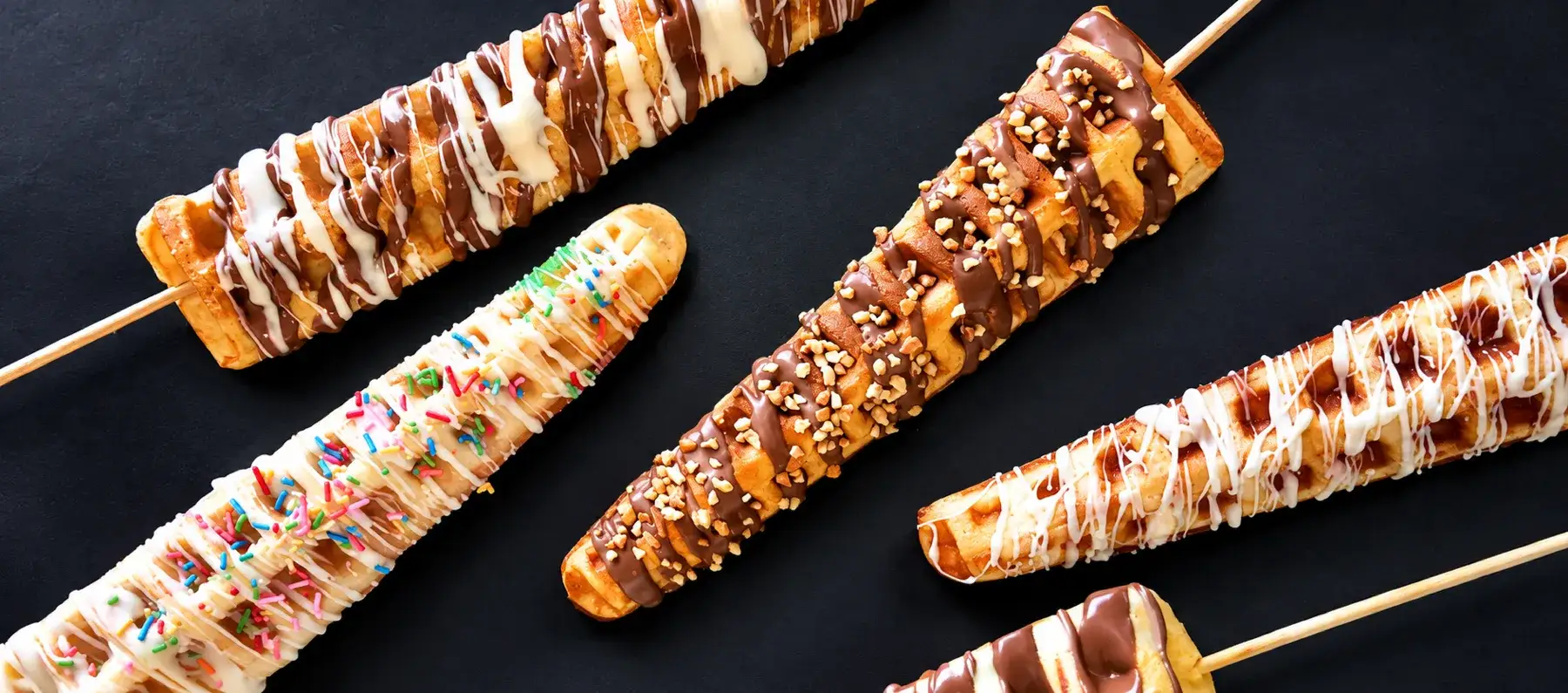 Decadent Chocolate Drizzled Waffle Skewers
