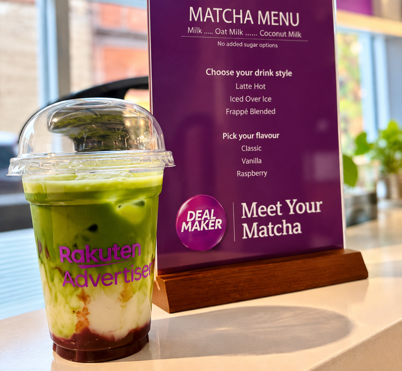 Matcha Menu and Layered Iced Drink