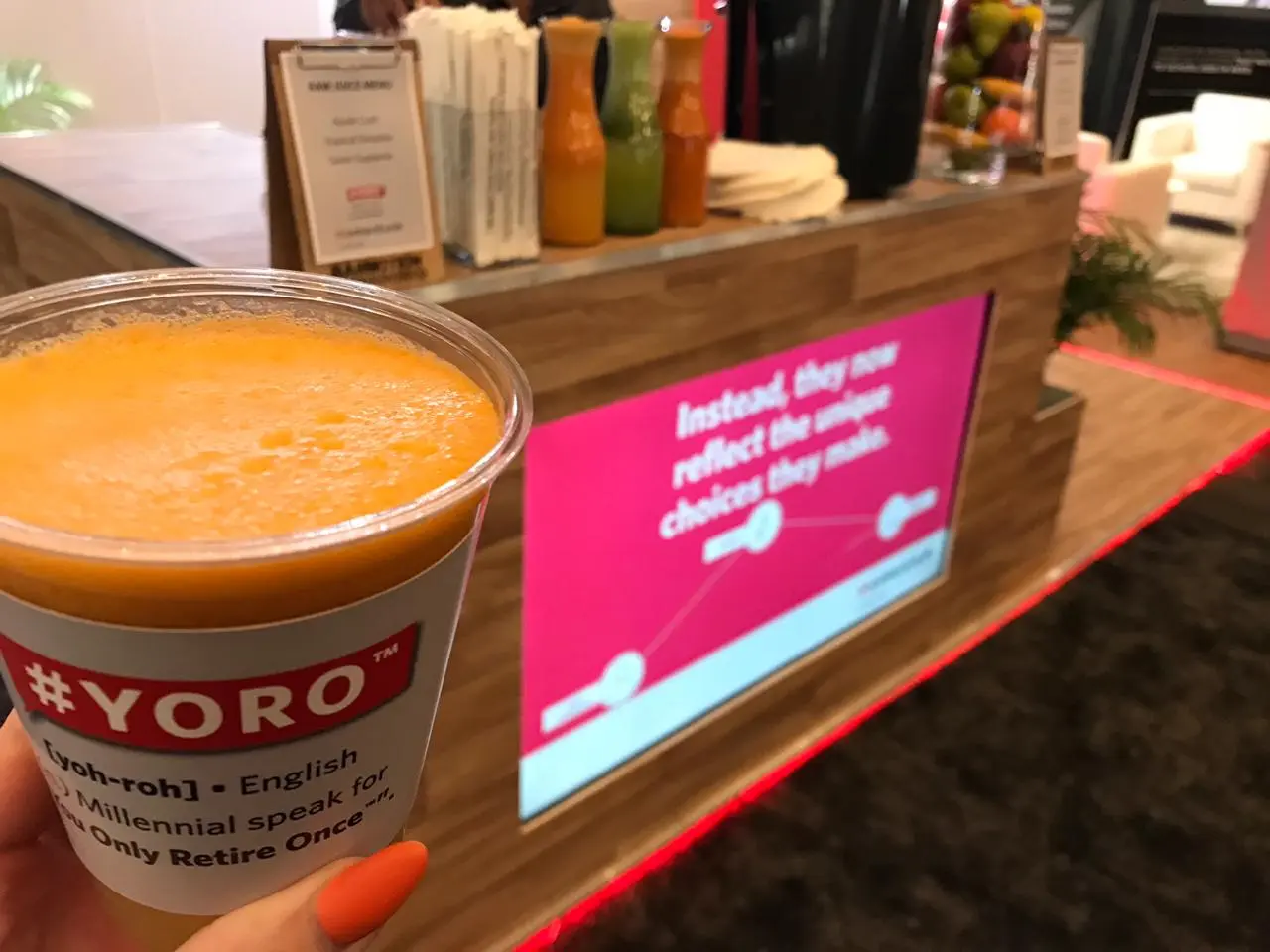 Raw Juice branded bar setup