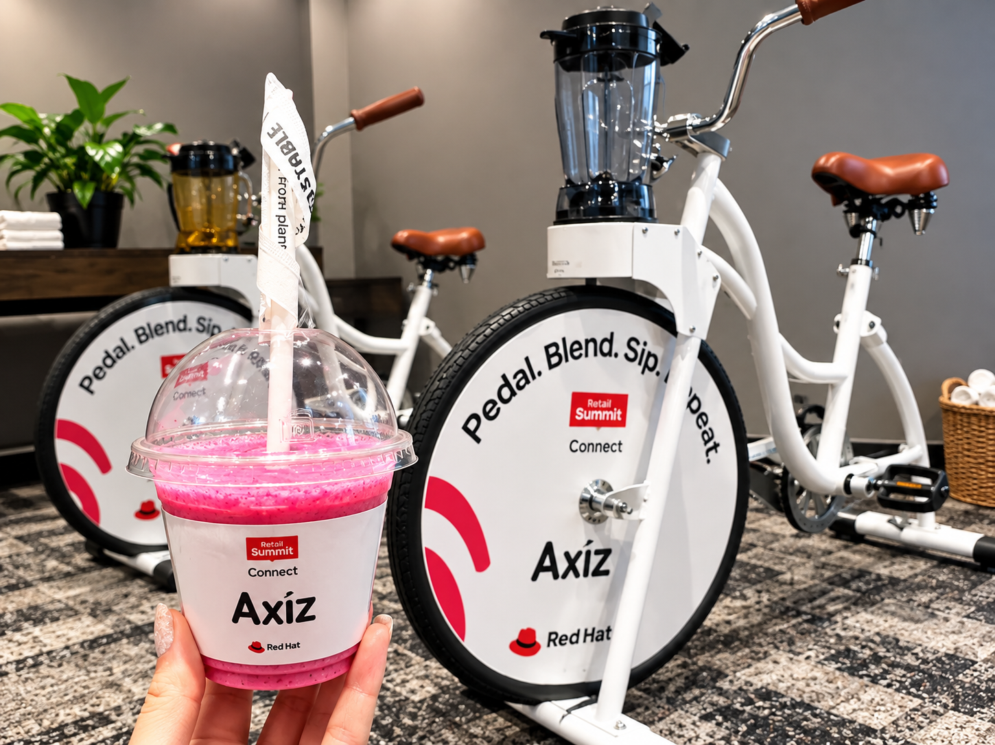 Branded blender bike smoothie corporate event