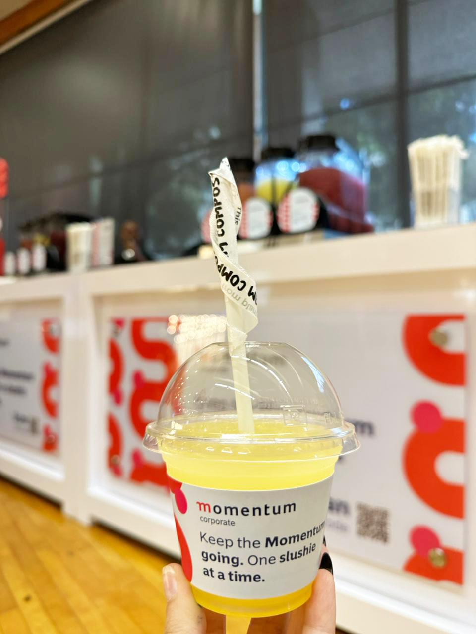 Branded crush bar with branded cup
