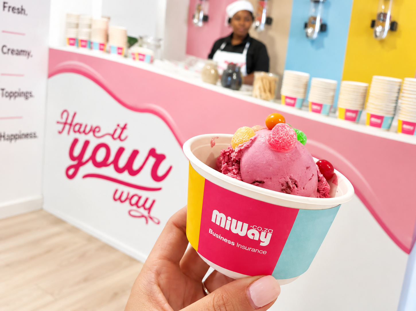 Branded soft serve bar expo activation
