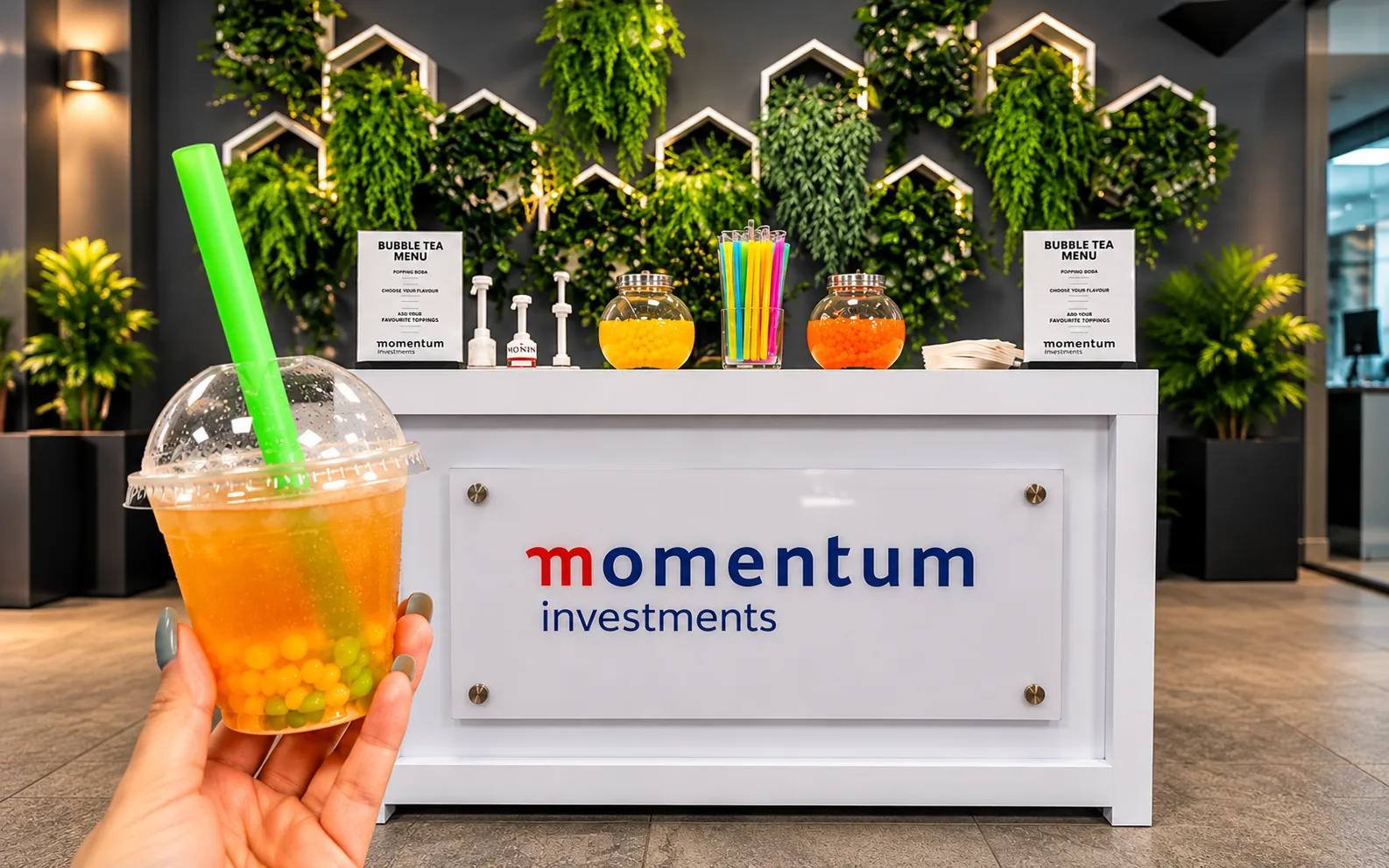 Bubble tea corporate event branded bar