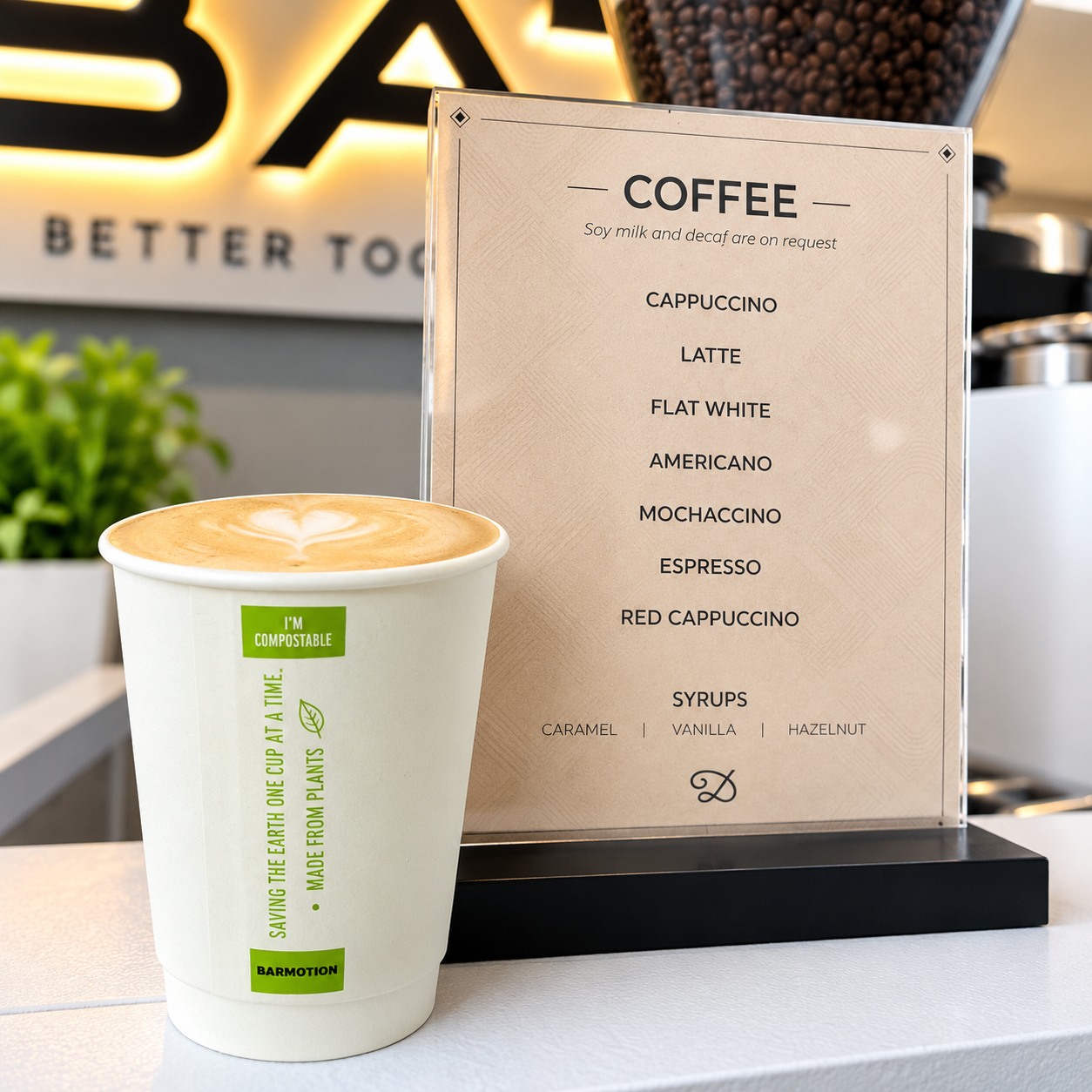 Compostable cup reusable branded coffee