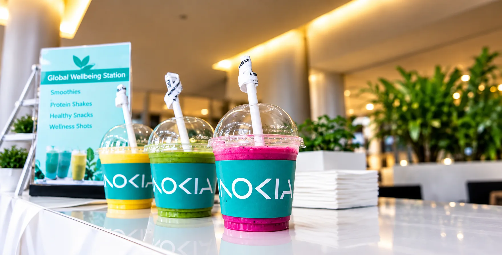 Smoothie branded cup hospitality