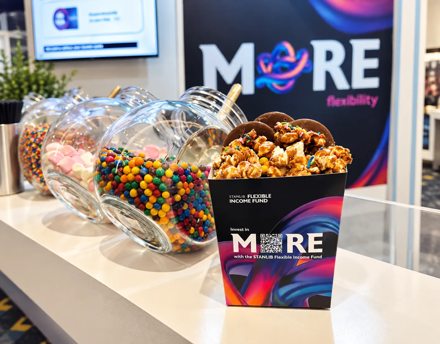 Stanlib branded popcorn galaxypopcorn event hospitality